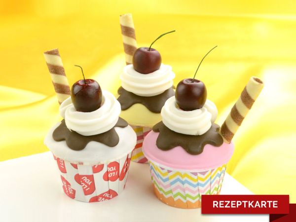 Eisbecher Cupcakes Rezeptkarte