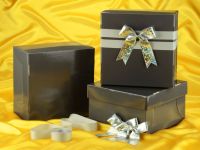 Cake Box 31cm graphit Set of 3 pcs. with Bow Set silver