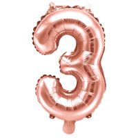 Folienballon Zahl 3, Rose Gold