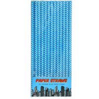 Papierstrohhalme Blau Chevron, 20 Stk.