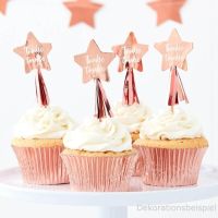 Cupcake-Topper Sternen, Rosegold 12 Stk. 12 cm