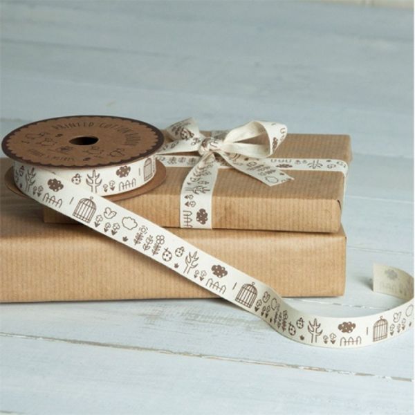 Ribbon Band, Vogel und Blume, 1,5 cm, 5 Meter lang