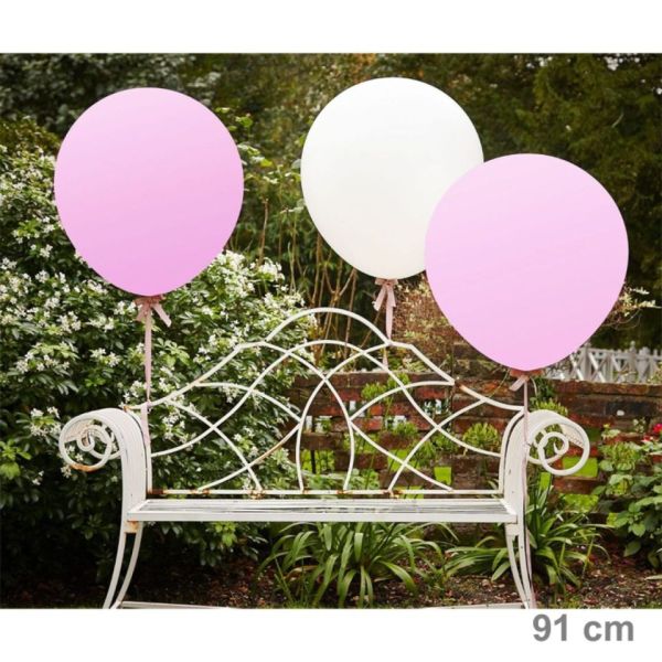 Ginger Ray Riesen Luftballons Rosa &amp; Weiss, 3 Stk.