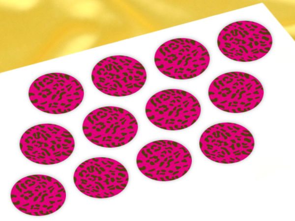 Cupcake buttons leopard pink 12 pieces