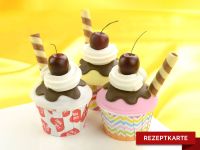 Eisbecher Cupcakes Rezeptkarte