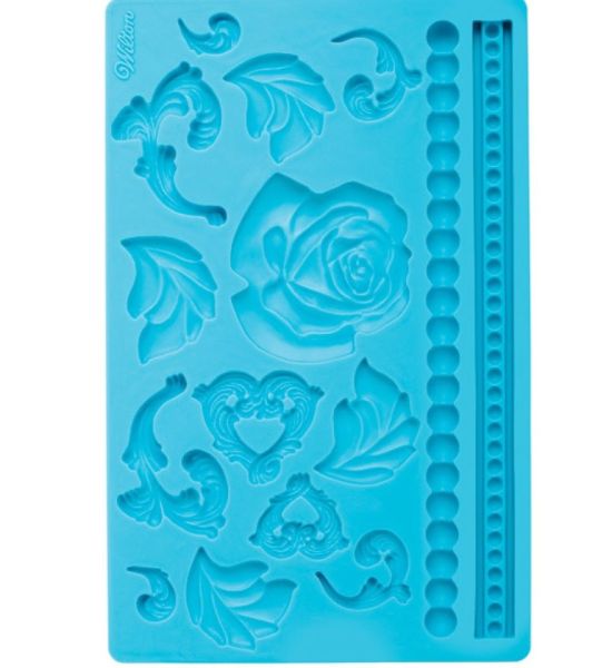 Silikon Fondantform Barock, Rosen