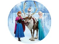 Fondant Paper Frozen Anna, Elsa, Olaf and Sven, round 20cm