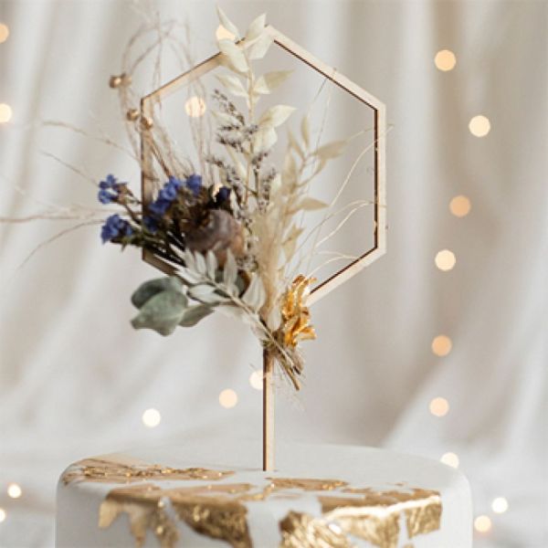 Tortentopper aus Holz Hexagon